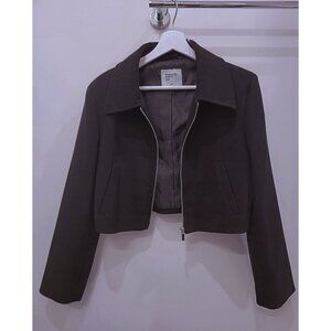 Wool Cropped Zip-up Jacket